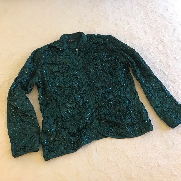 S Levine, Sequined Jacket, Size XL, green color - Picture 1 of 15